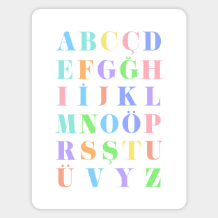 Children's Turkish Alphabet Chart, Turkey Language Chart, Pastel Magnet